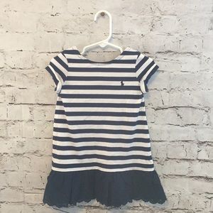 NWOT RL-Polo Dress Eyelet Hem Navy/White 2T
